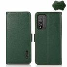 For Honor 10X Lite KHAZNEH Side-Magnetic Litchi Genuine Leather RFID Phone Case(Green) - 1