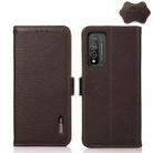 For Honor 10X Lite KHAZNEH Side-Magnetic Litchi Genuine Leather RFID Phone Case(Brown) - 1