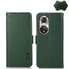 For Honor 50 Pro KHAZNEH Side-Magnetic Litchi Genuine Leather RFID Phone Case(Green) - 1