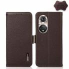 For Honor 50 Pro KHAZNEH Side-Magnetic Litchi Genuine Leather RFID Phone Case(Brown) - 1