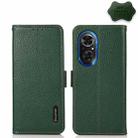 For Honor 50 SE KHAZNEH Side-Magnetic Litchi Genuine Leather RFID Phone Case(Green) - 1