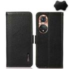 For Honor 50 KHAZNEH Side-Magnetic Litchi Genuine Leather RFID Phone Case(Black) - 1