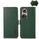 For Honor 50 KHAZNEH Side-Magnetic Litchi Genuine Leather RFID Phone Case(Green) - 1