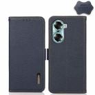 For Honor 60 KHAZNEH Side-Magnetic Litchi Genuine Leather RFID Phone Case(Blue) - 1