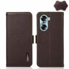 For Honor 60 KHAZNEH Side-Magnetic Litchi Genuine Leather RFID Phone Case(Brown) - 1