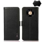 For Huawei Mate 40 Pro KHAZNEH Side-Magnetic Litchi Genuine Leather RFID Phone Case(Black) - 1