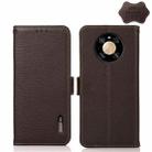 For Huawei Mate 40 Pro KHAZNEH Side-Magnetic Litchi Genuine Leather RFID Phone Case(Brown) - 1