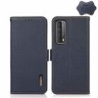 For Huawei P Smart 2021 KHAZNEH Side-Magnetic Litchi Genuine Leather RFID Phone Case(Blue) - 1