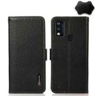 For ZTE Blade A51 KHAZNEH Side-Magnetic Litchi Genuine Leather RFID Phone Case(Black) - 1