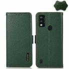 For ZTE Blade A51 KHAZNEH Side-Magnetic Litchi Genuine Leather RFID Phone Case(Green) - 1