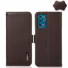 For ZTE Blade V30 Vita KHAZNEH Side-Magnetic Litchi Genuine Leather RFID Phone Case(Brown) - 1