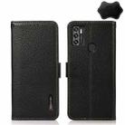 For ZTE Blade A7s 2020 KHAZNEH Side-Magnetic Litchi Genuine Leather RFID Phone Case(Black) - 1