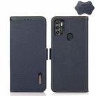 For ZTE Blade A7s 2020 KHAZNEH Side-Magnetic Litchi Genuine Leather RFID Phone Case(Blue) - 1