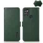 For ZTE Blade A7s 2020 KHAZNEH Side-Magnetic Litchi Genuine Leather RFID Phone Case(Green) - 1