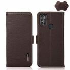 For ZTE Blade A7s 2020 KHAZNEH Side-Magnetic Litchi Genuine Leather RFID Phone Case(Brown) - 1