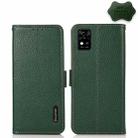 For ZTE Blade A31 KHAZNEH Side-Magnetic Litchi Genuine Leather RFID Phone Case(Green) - 1
