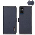 For ZTE Blade A71 KHAZNEH Side-Magnetic Litchi Genuine Leather RFID Phone Case(Blue) - 1