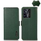 For ZTE Blade V30 KHAZNEH Side-Magnetic Litchi Genuine Leather RFID Phone Case(Green) - 1