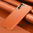 For Samsung Galaxy S22 5G Plain Skin Leather Phone Case(Orange) - 1
