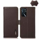 For OPPO A16 KHAZNEH Side-Magnetic Litchi Genuine Leather RFID Phone Case(Brown) - 1