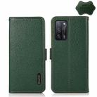 For OPPO A55 5G KHAZNEH Side-Magnetic Litchi Genuine Leather RFID Case(Green) - 1