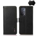 For OPPO A93 5G KHAZNEH Side-Magnetic Litchi Genuine Leather RFID Case(Black) - 1