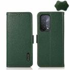 For OPPO A93 5G KHAZNEH Side-Magnetic Litchi Genuine Leather RFID Case(Green) - 1