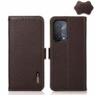 For OPPO A93 5G KHAZNEH Side-Magnetic Litchi Genuine Leather RFID Case(Brown) - 1