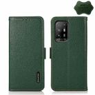 For OPPO F19 Pro KHAZNEH Side-Magnetic Litchi Genuine Leather RFID Case(Green) - 1