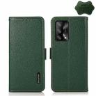 For OPPO F19 KHAZNEH Side-Magnetic Litchi Genuine Leather RFID Case(Green) - 1