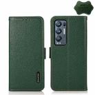 For OPPO Find X3 Neo / Reno5 Pro+ 5G KHAZNEH Side-Magnetic Litchi Genuine Leather RFID Case(Green) - 1