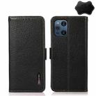 For OPPO Find X3  / X3 Pro KHAZNEH Side-Magnetic Litchi Genuine Leather RFID Case(Black) - 1