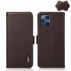 For OPPO Find X3  / X3 Pro KHAZNEH Side-Magnetic Litchi Genuine Leather RFID Case(Brown) - 1