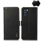 For OPPO K9 Pro KHAZNEH Side-Magnetic Litchi Genuine Leather RFID Case(Black) - 1