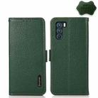 For OPPO K9 Pro KHAZNEH Side-Magnetic Litchi Genuine Leather RFID Case(Green) - 1