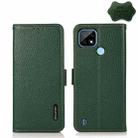 For OPPO Realme C21 KHAZNEH Side-Magnetic Litchi Genuine Leather RFID Case(Green) - 1