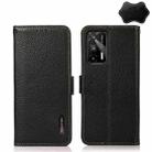 For OPPO Realme GT 5G KHAZNEH Side-Magnetic Litchi Genuine Leather RFID Case(Black) - 1