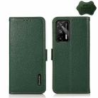 For OPPO Realme GT 5G KHAZNEH Side-Magnetic Litchi Genuine Leather RFID Case(Green) - 1