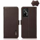 For OPPO Realme GT 5G KHAZNEH Side-Magnetic Litchi Genuine Leather RFID Case(Brown) - 1