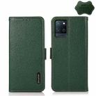 For OPPO Realme V11 5G KHAZNEH Side-Magnetic Litchi Genuine Leather RFID Case(Green) - 1