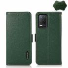 For OPPO Realme V13 5G KHAZNEH Side-Magnetic Litchi Genuine Leather RFID Case(Green) - 1