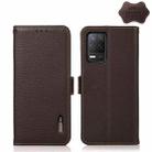 For OPPO Realme V13 5G KHAZNEH Side-Magnetic Litchi Genuine Leather RFID Case(Brown) - 1