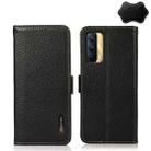 For OPPO Realme V15 5G KHAZNEH Side-Magnetic Litchi Genuine Leather RFID Case(Black) - 1