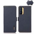 For OPPO Realme V15 5G KHAZNEH Side-Magnetic Litchi Genuine Leather RFID Case(Blue) - 1