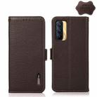 For OPPO Realme V15 5G KHAZNEH Side-Magnetic Litchi Genuine Leather RFID Case(Brown) - 1
