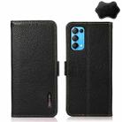 For OPPO Reno5 5G / Find X3 Lite KHAZNEH Side-Magnetic Litchi Genuine Leather RFID Case(Black) - 1