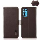 For OPPO Reno5 5G / Find X3 Lite KHAZNEH Side-Magnetic Litchi Genuine Leather RFID Case(Brown) - 1