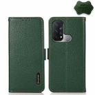 For OPPO Reno5 A JP Version KHAZNEH Side-Magnetic Litchi Genuine Leather RFID Case(Green) - 1