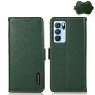 For OPPO Reno6 Pro 5G KHAZNEH Side-Magnetic Litchi Genuine Leather RFID Case(Green) - 1