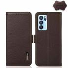 For OPPO Reno6 Pro 5G KHAZNEH Side-Magnetic Litchi Genuine Leather RFID Case(Brown) - 1